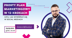 Banner z zaproszeniem do webinarium, informacje, mężczyzna w okularach na zdjęciu