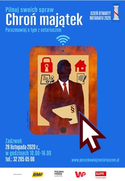 Plakat z posturą mężczyzny w garniturze z dokumentami