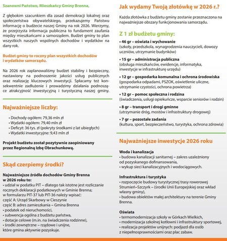 Budżet 2026 w pigułce (kliknięcie spowoduje powiększenie obrazu)