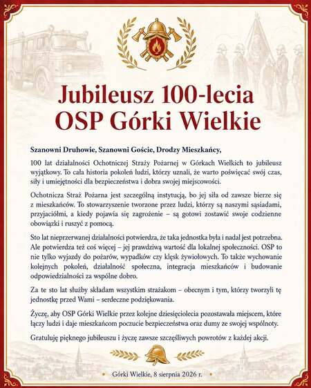 Jubileusz 100-lecia OSP Górki Wielkie (kliknięcie spowoduje powiększenie obrazu)