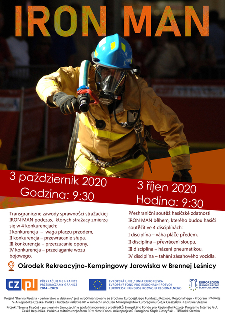 Na plakacie jest strażak który trzyma wąż. Treść plakatu jest dostępna na stronie internetowej (kliknięcie spowoduje powiększenie obrazu)