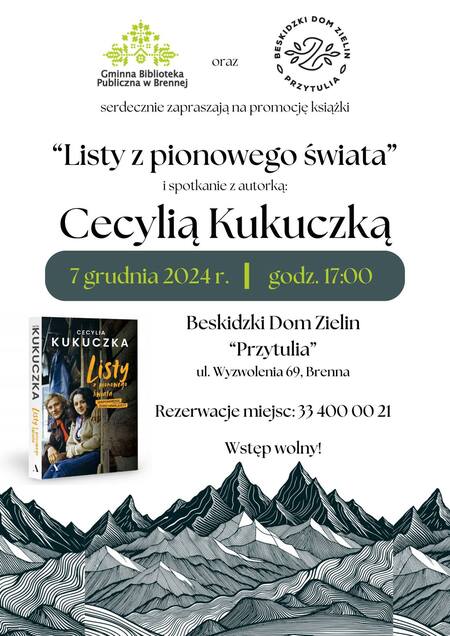 Plakat - zaproszenie na spotkanie z Cecylią Kukuczką (kliknięcie spowoduje powiększenie obrazu)