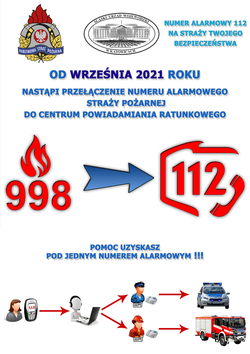 Plakat przełączenie 998 do 112 
