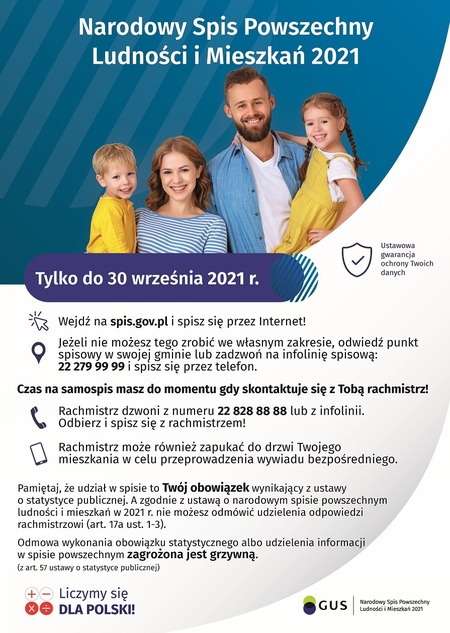 Informacje o trwającym spisie powszechnym ludności i mieszkań 2021 (kliknięcie spowoduje powiększenie obrazu)